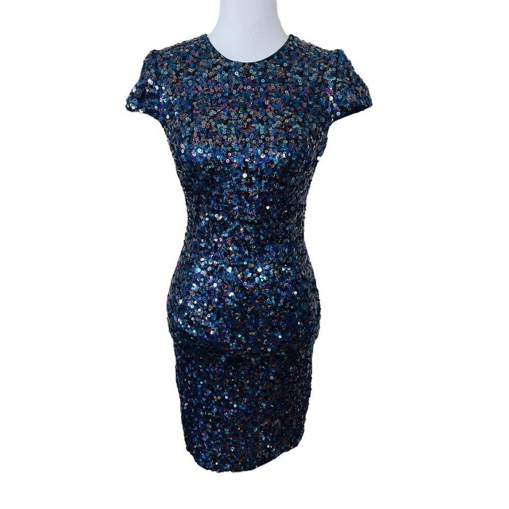 Dress The Population Multicolor Sequin Mini Dress Bodycon Party Dress Dark Confe